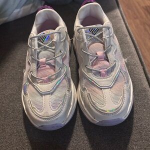 Kids White and Pink Sneakers